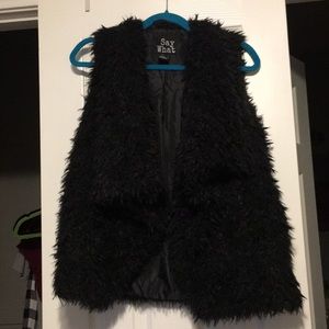 fuzzy black vest